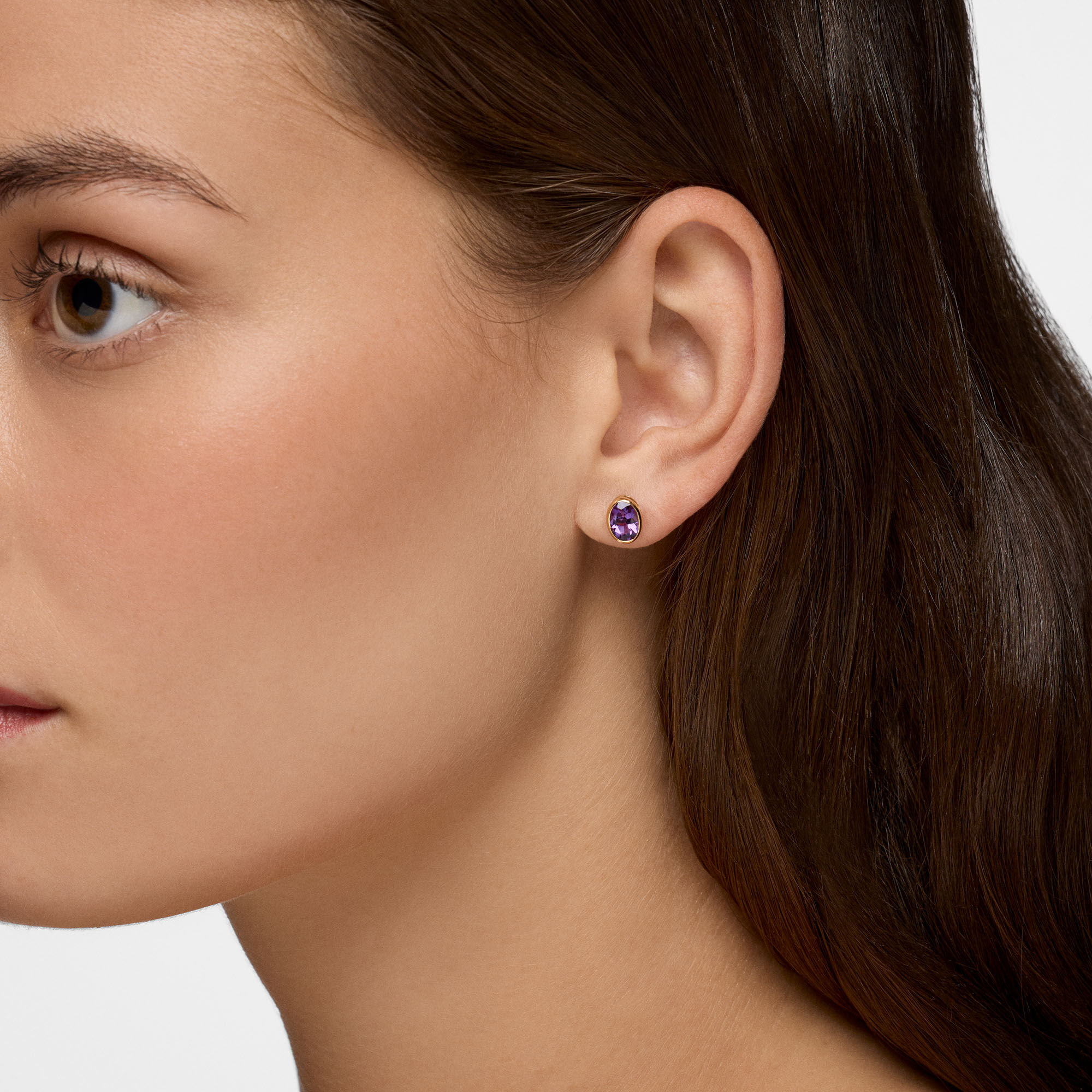 Amethyst Oval Bezel Set Studs