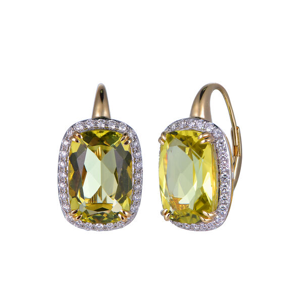 Boucles d'Oreilles Quartz Citron en Or Jaune