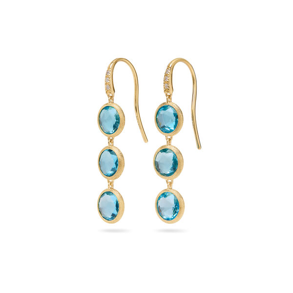 Jaipur Colour Yellow Gold, Diamond and Topaz Earrings