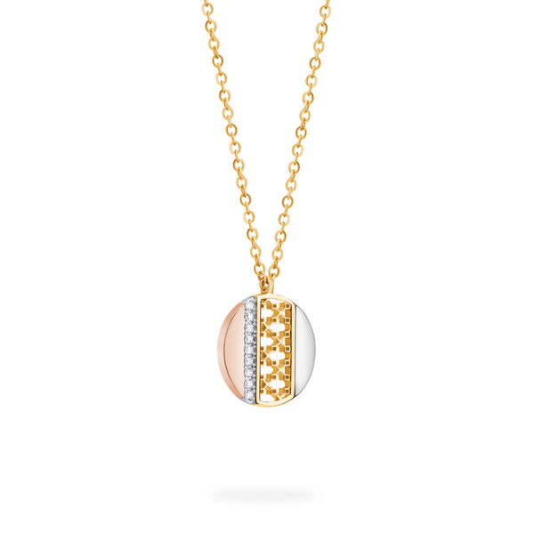 Diamond Circle Pendant, Tri-Gold