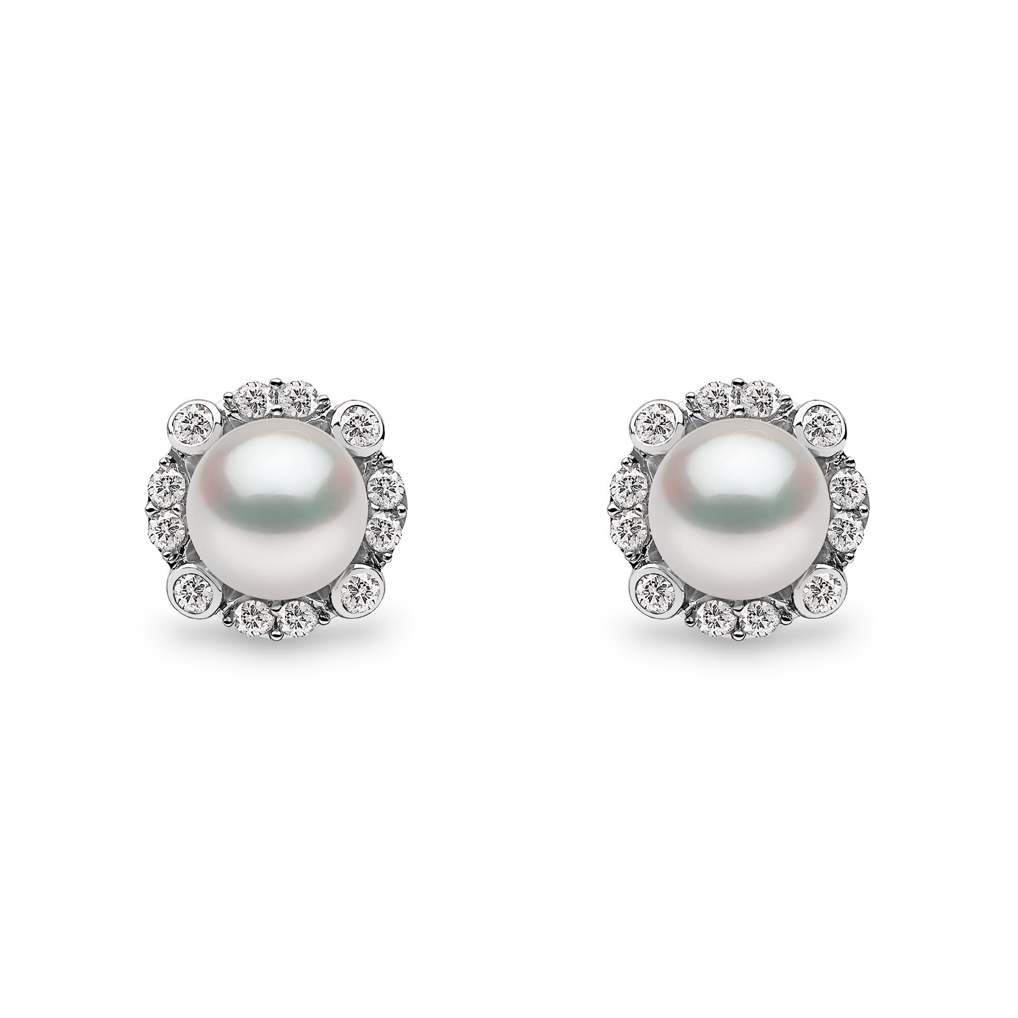Pearl earrings with diamond stud on sale
