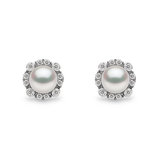 Yoko London Trend White Gold Pearl and Diamond Stud Earrings image number 0