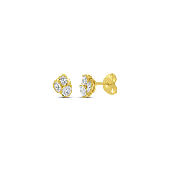 Uneek Alexandria Yellow Gold and Diamond Stud Earrings image number 0