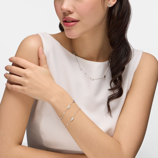 Collier en argent sterling et diamant &agrave; stations