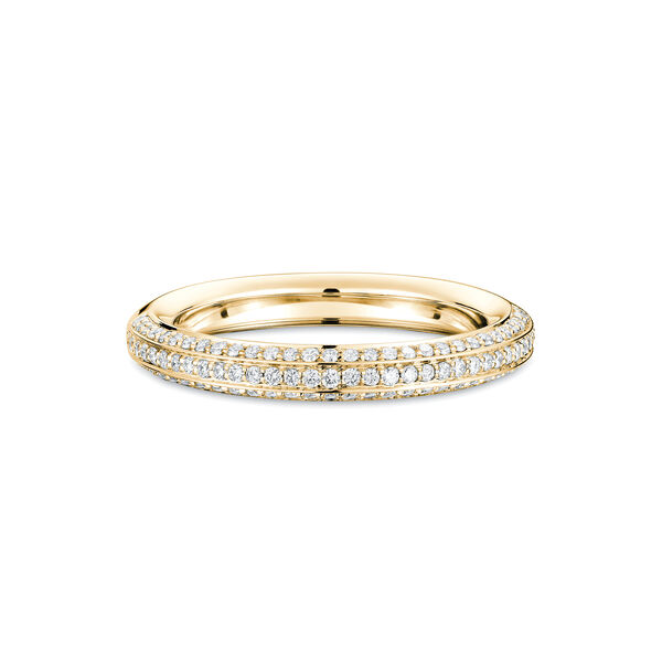 Alliance demi éternité en or jaune ornée de diamants
