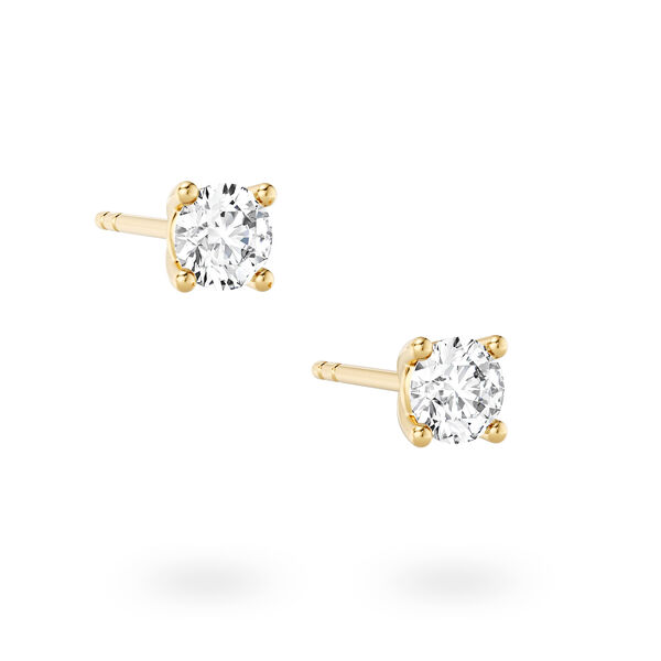Round Solitaire Diamond Earrings in Yellow Gold