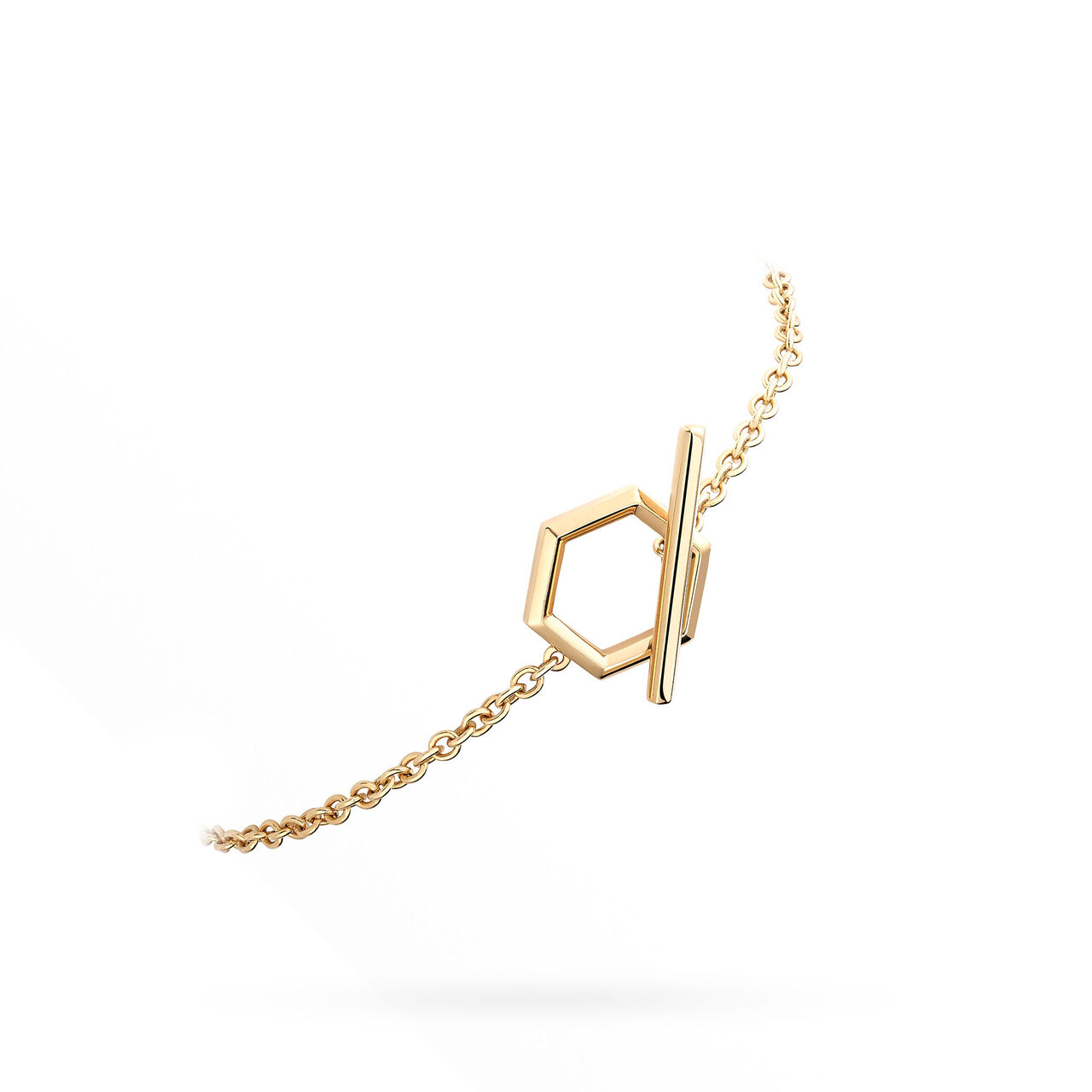 Yellow Gold Hexagon Toggle Bracelet-7.25 inches image number 1