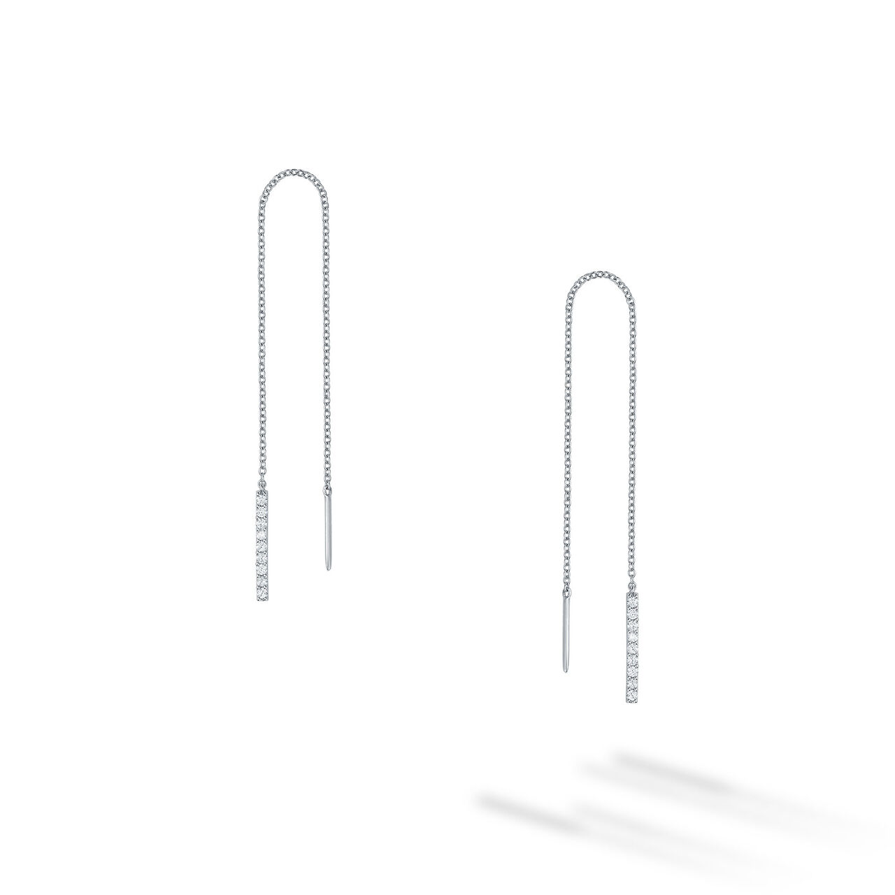 maison birks rosee du matin white gold diamond chain earrings image number 0