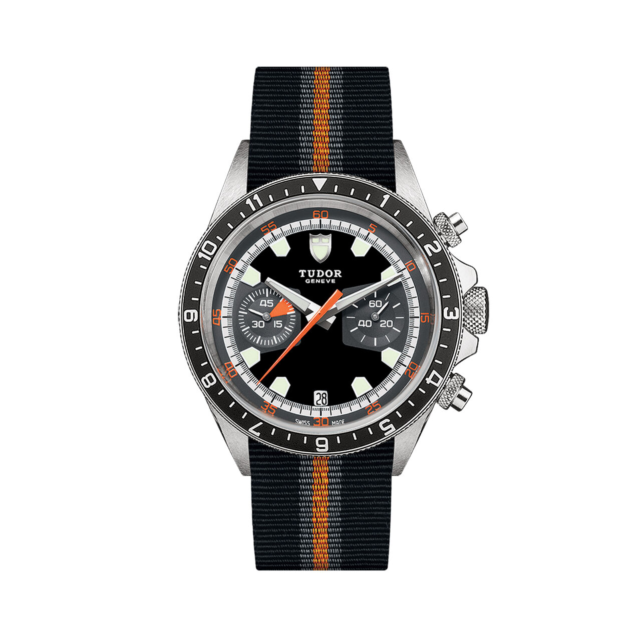maison birks tudor heritage heritage chrono black and grey dial fabric strap m70330n 0003 image number 0