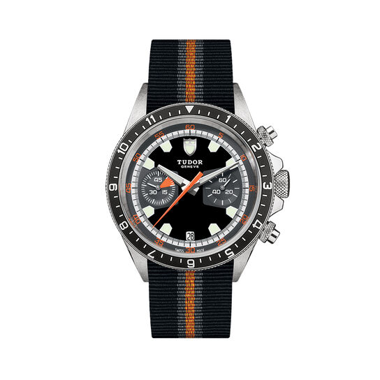 maison birks tudor heritage heritage chrono black and grey dial fabric strap m70330n 0003 image number 0