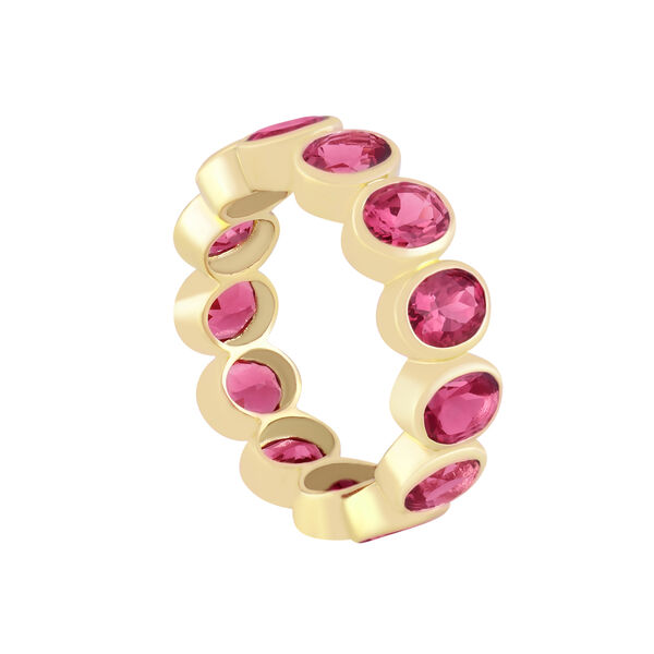 Oval Pink Tourmaline Bezel Eternity Ring