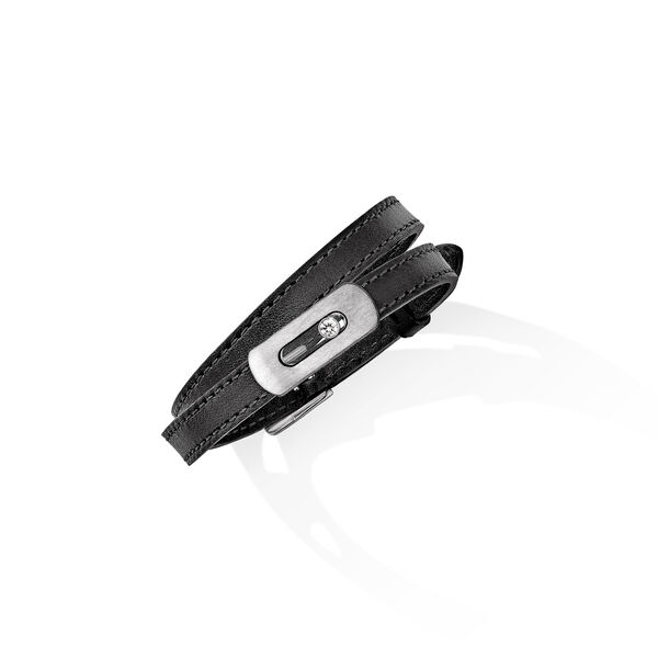 Bracelet My Move en cuir avec motif en titane et diamant