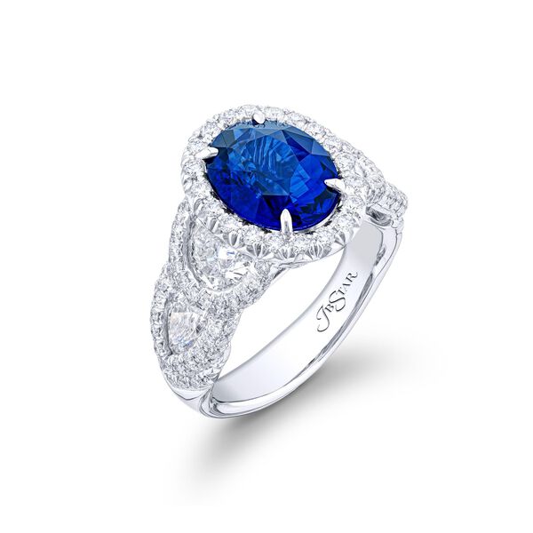 Oval-Cut Sapphire and Diamond Halo Ring
