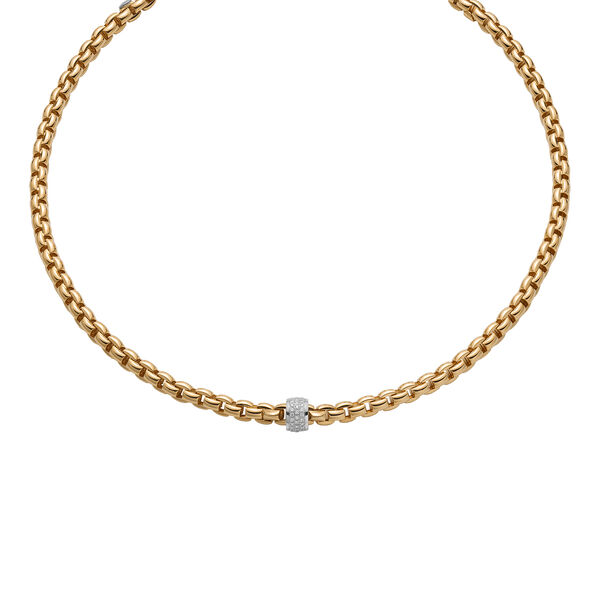 Collier Eka en or jaune avec pavé de diamants, modèle moyen