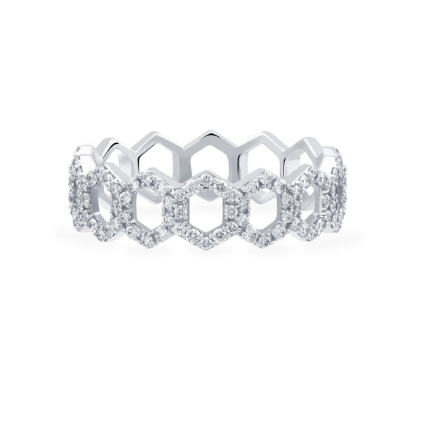 Stackable Diamond Bee Chic Ring, White Gold