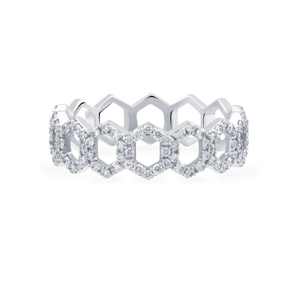 Stackable Diamond Bee Chic Ring, White Gold
