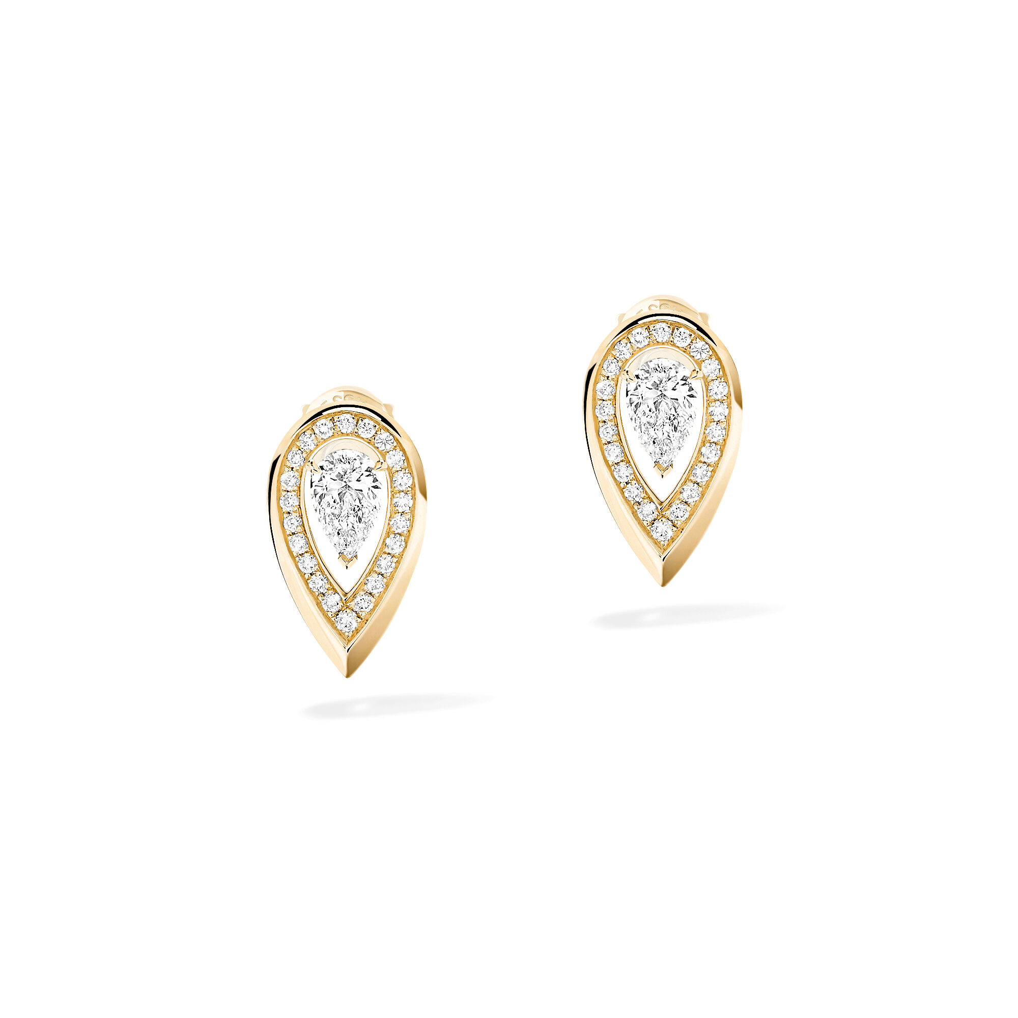 Fiery Yellow Gold and Diamond Stud Earrings