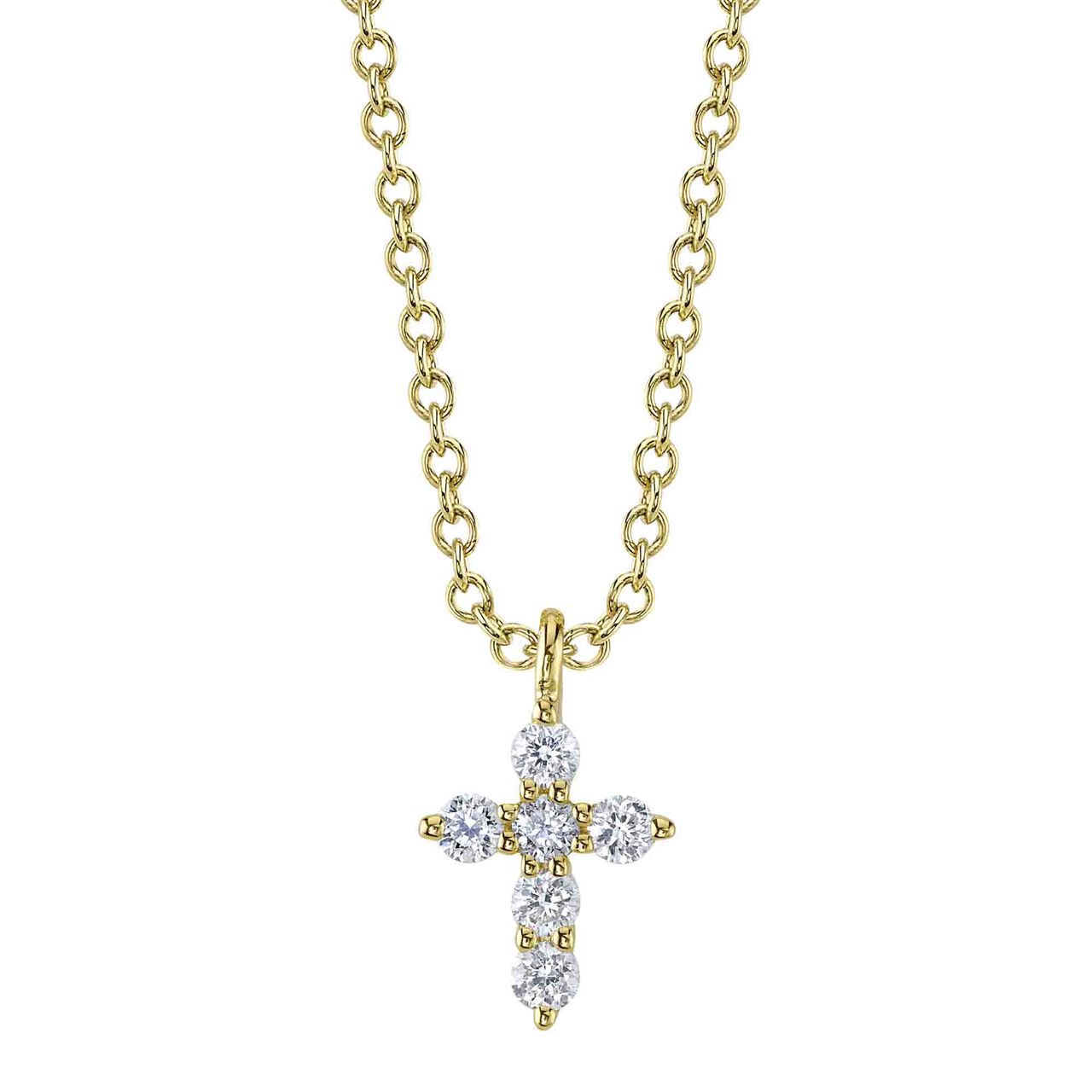 Shy Creation Yellow Gold and Diamond Pav&eacute; Cross Pendant SC55026658 image number 0