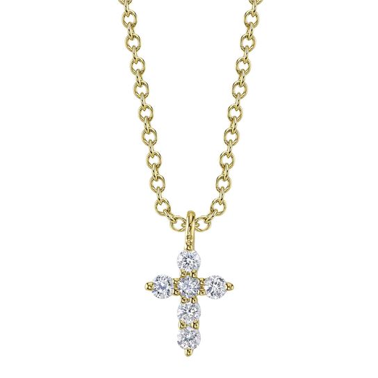 Shy Creation Yellow Gold and Diamond Pav&eacute; Cross Pendant SC55026658 image number 0