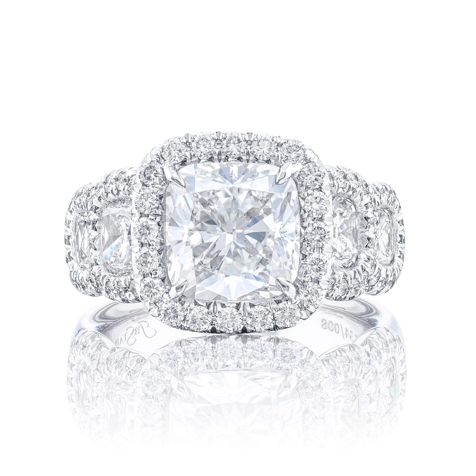 Cushion Cut Diamond Engagement Ring With Halo JB Star 7134 008