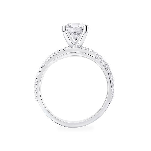 Infinity bague de fiançailles à diamant solitaire avec anneau serti de diamants