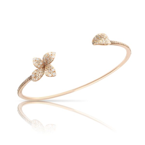Bracelet manchette Petit Garden en or rose avec pavé de diamants, petit modèle