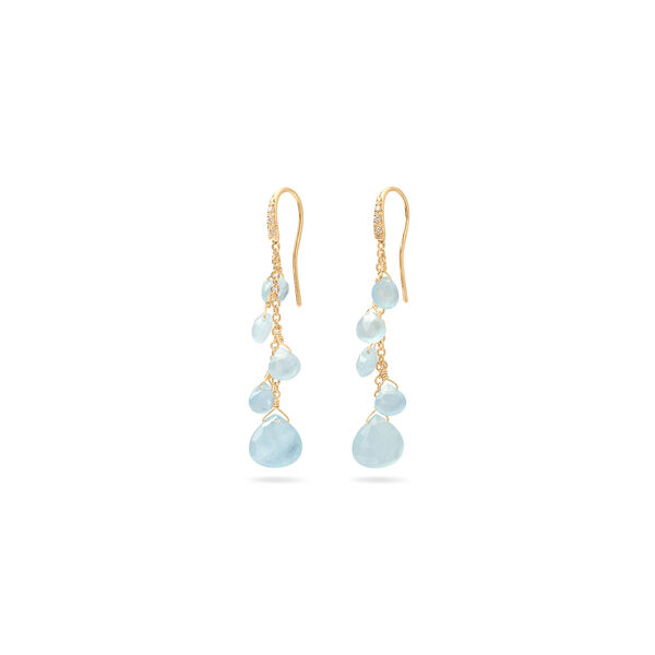 Boucles d'oreilles pendentives Paradise en or jaune avec aigue-marines