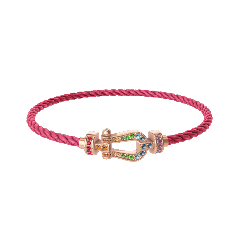 Force 10 Medium Rose Gold and Pavé Multi-Stone Cable Bracelet