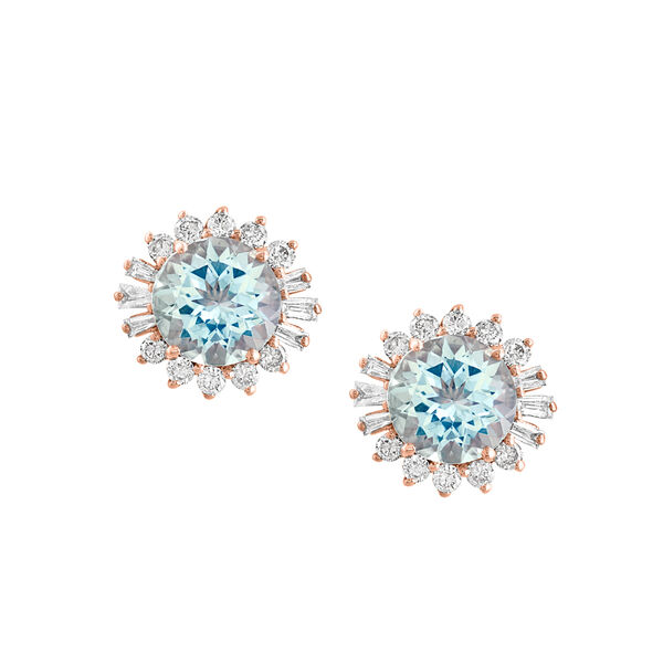 Aquamarine and Diamond Starburst Earrings
