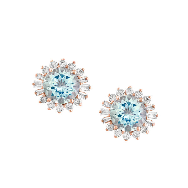 Boucles d'oreilles aigue-marine et diamant en forme d'étoile