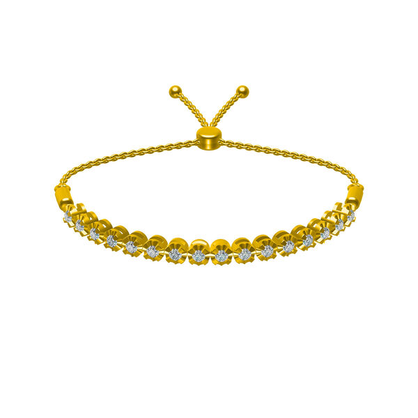 Yellow Gold and Diamond Bolo Bracelet