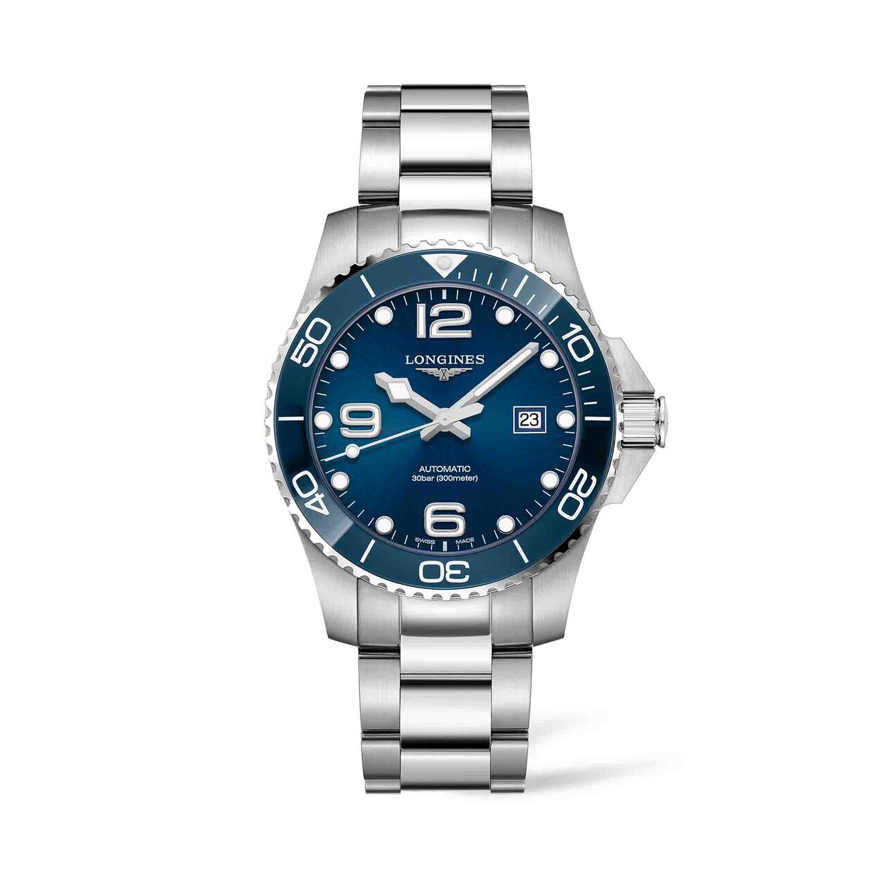 longines hydroconquest 43mm automatic stainless steel ceramic bezel sunray blue dial l37824966 image number 0