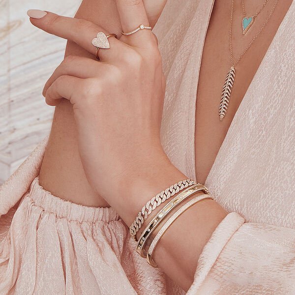 Yellow Gold Ring with Diamonds Pavé Heart