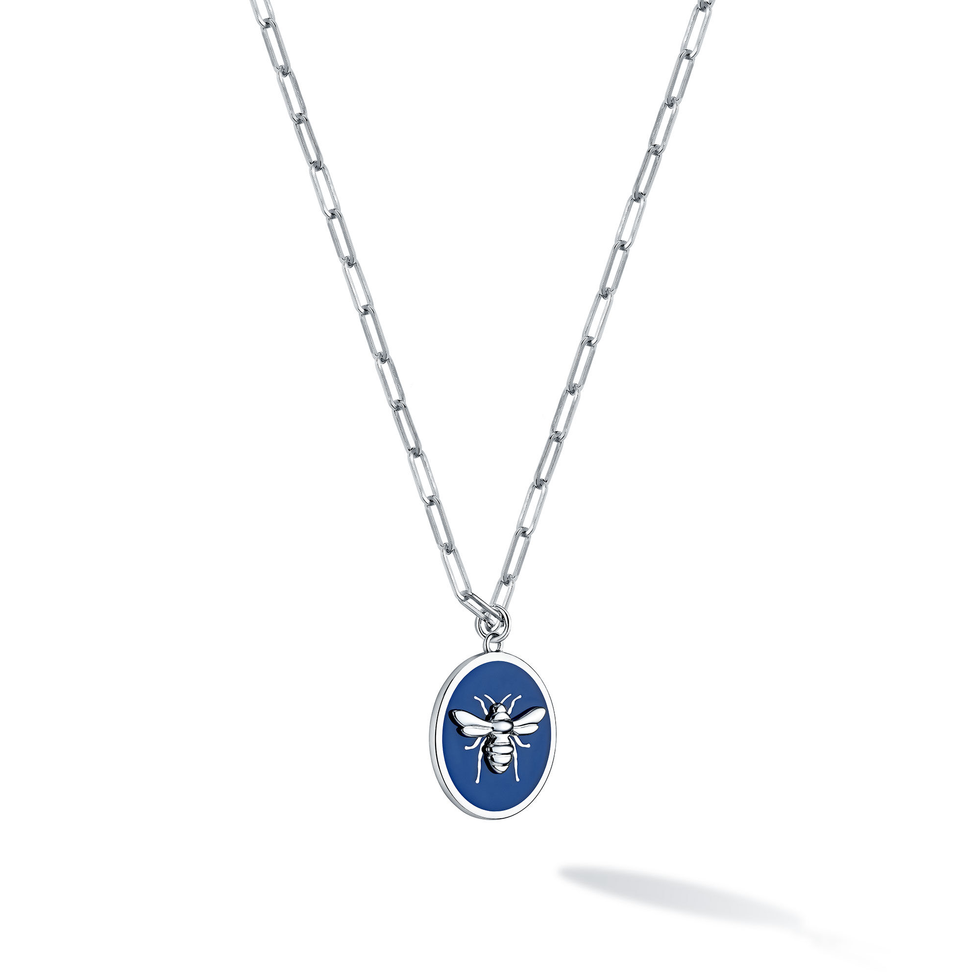 Navy Enamel and Sterling Silver Round Medallion Birks