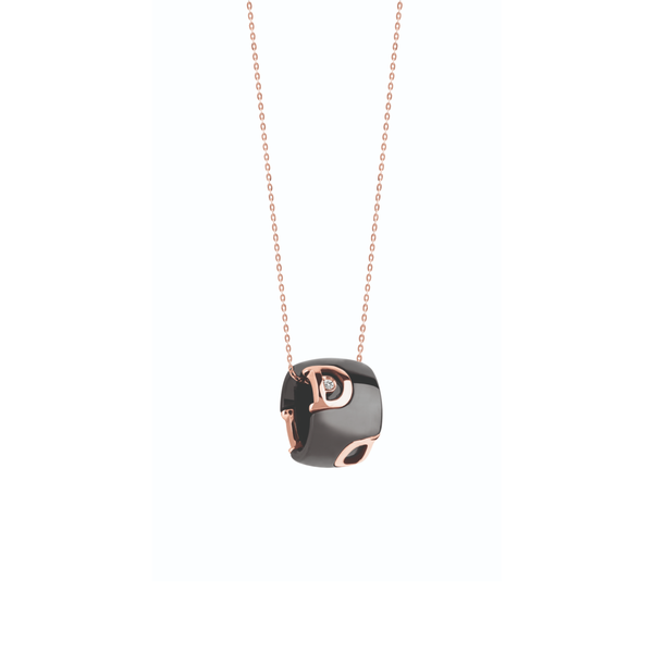 Pendentif D.Icon en ceramique noire avec or rose et diamants