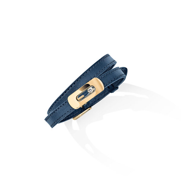 Bracelet My Move de cuir avec motif en or jaune et diamant