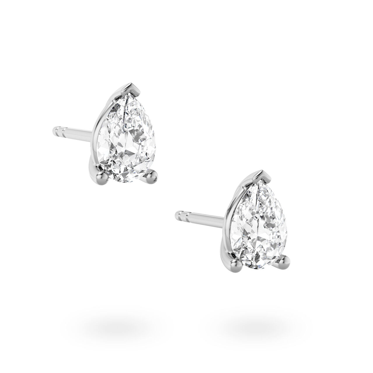Birks Blue Boucles d'oreilles solitaires en diamant taille poire image number 2