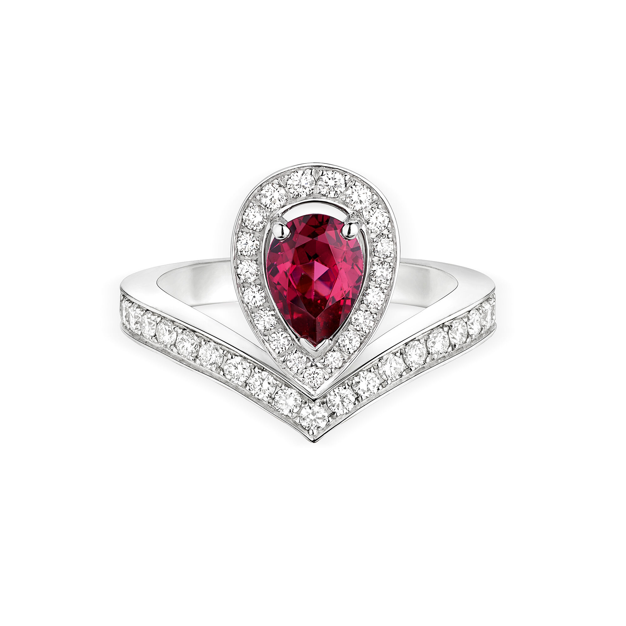 Jos phine Aigrette White Gold Rhodolite Garnet Diamond Pav Ring