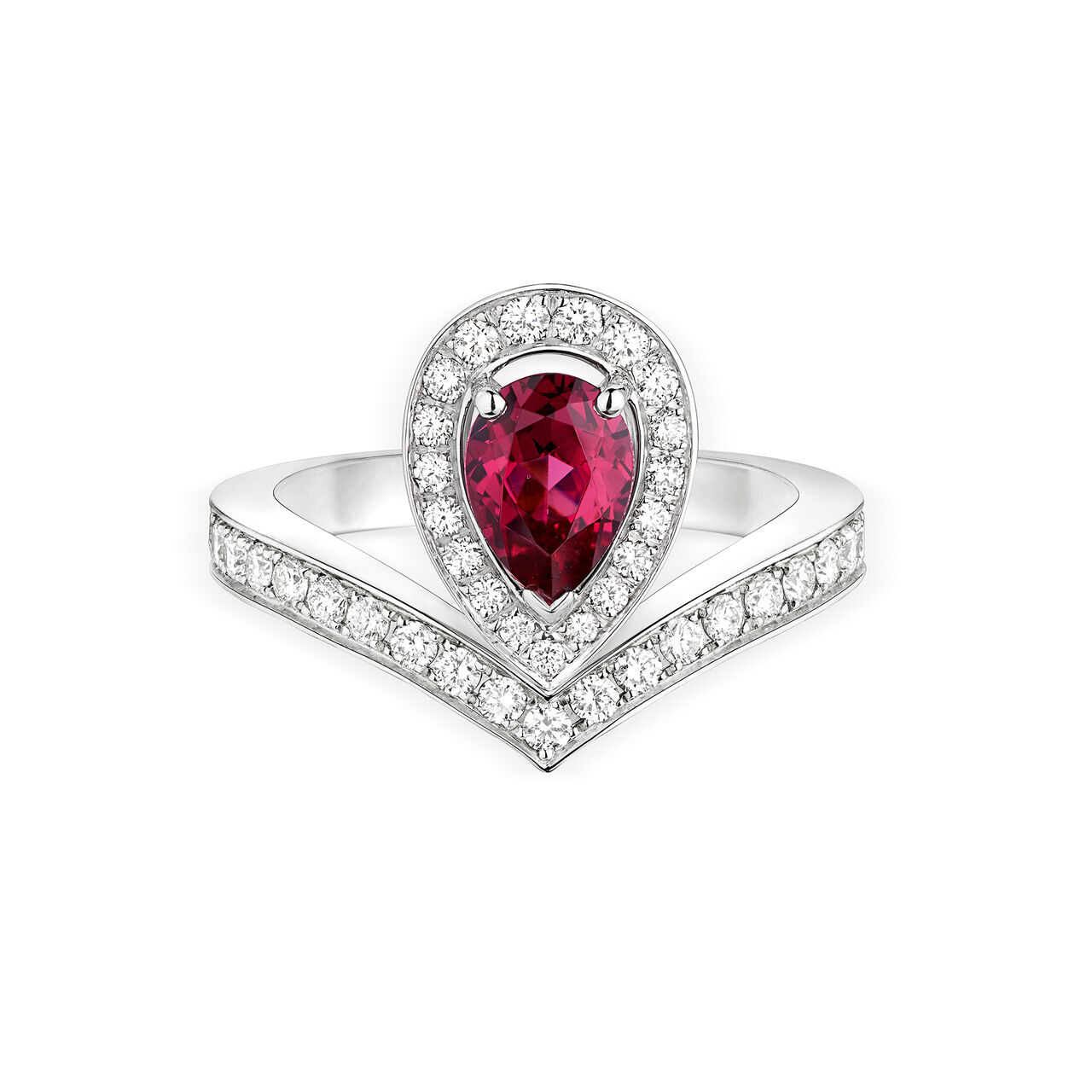 maison birks chaumet josephine aigrette white gold rhodolite garnet diamond pave ring 083340 image number 0