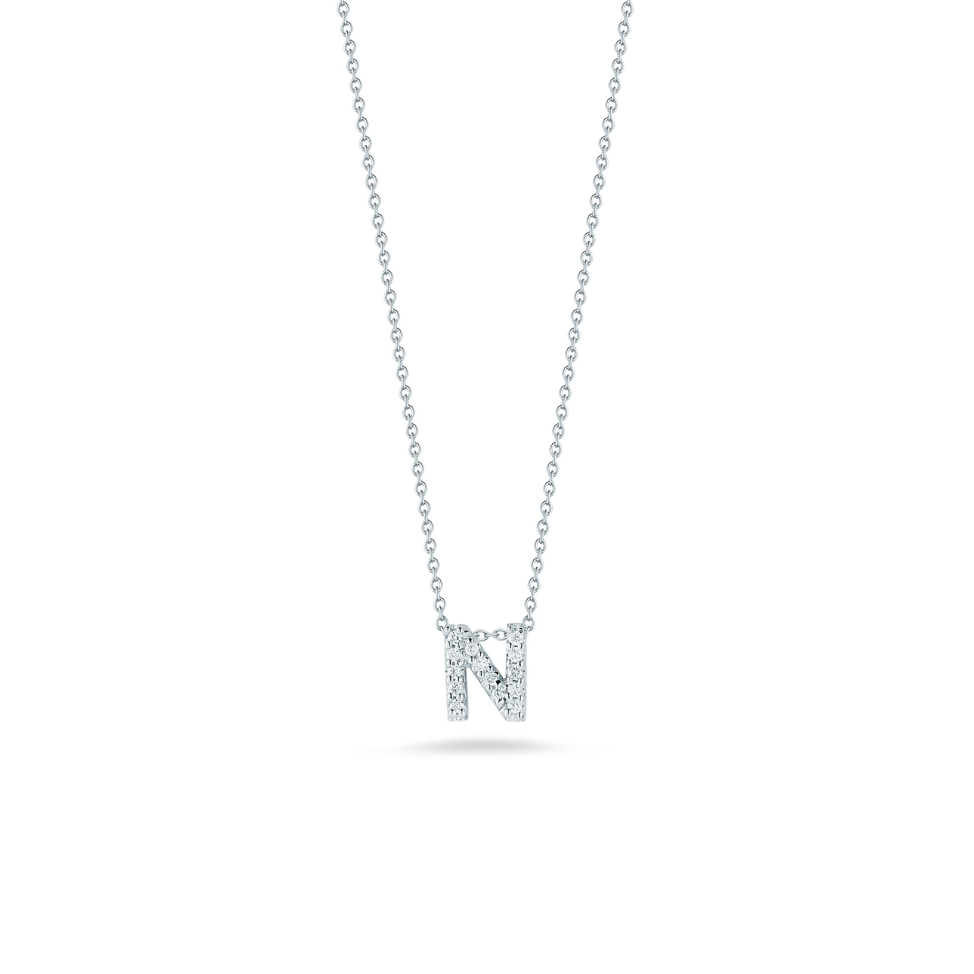 Tiny Treasures Love Letter N White Gold and Diamond Pendant