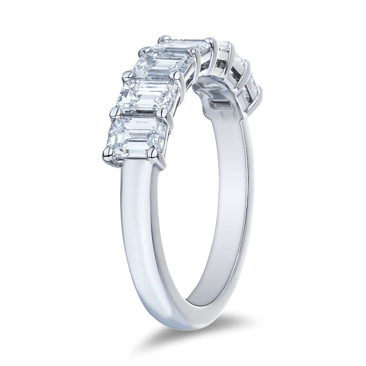 Platinum 7 Stone Emerald Cut Diamond Band image number 1