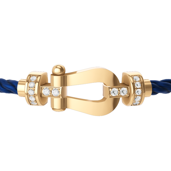 Force 10 Medium Yellow Gold and Diamond Pavé Cable Bracelet