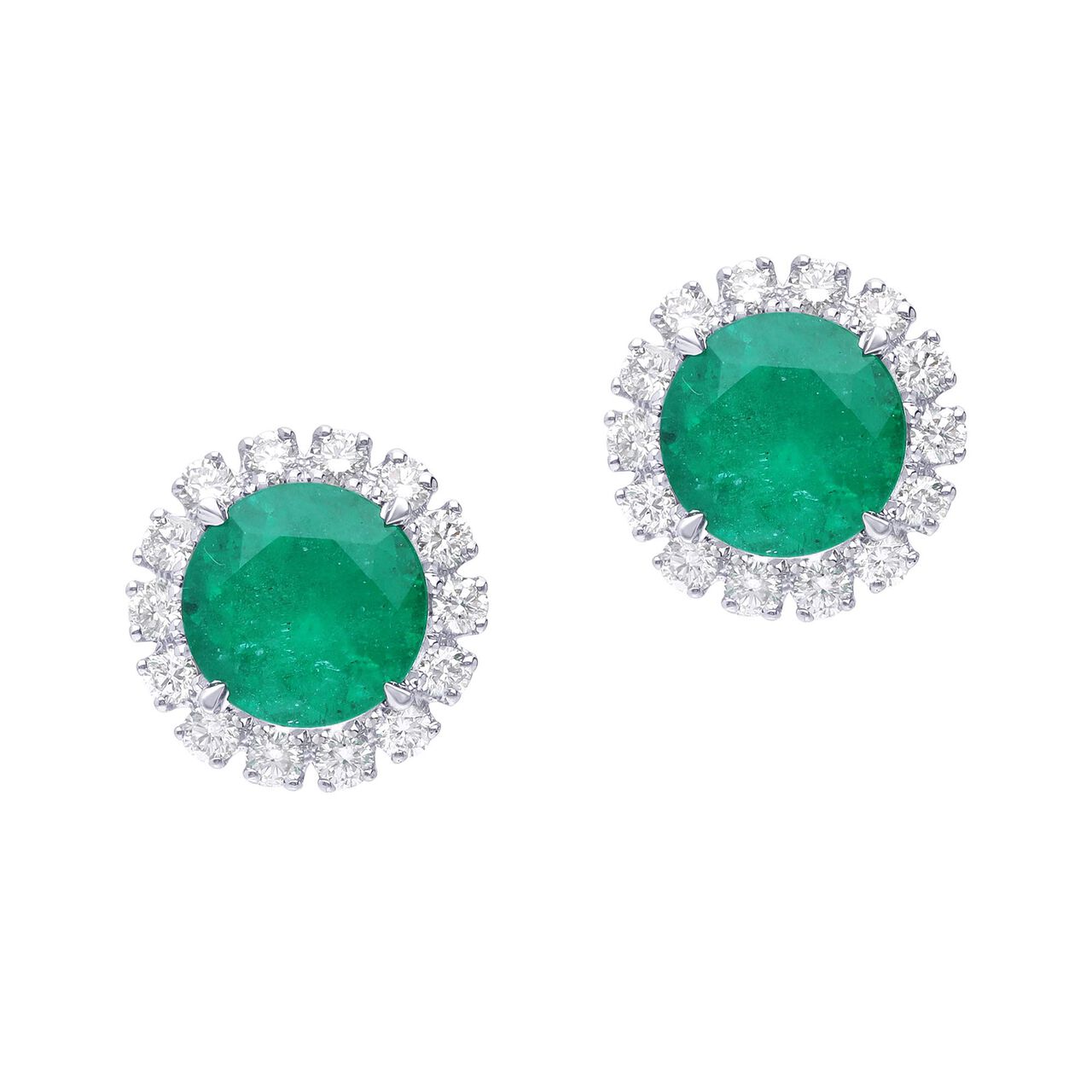 maison birks salon emerald diamond bezel stud earrings sg13107e 8e front image number 0