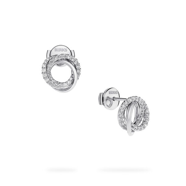 Boucles d'oreilles circulaires en or blanc et diamant, petites
