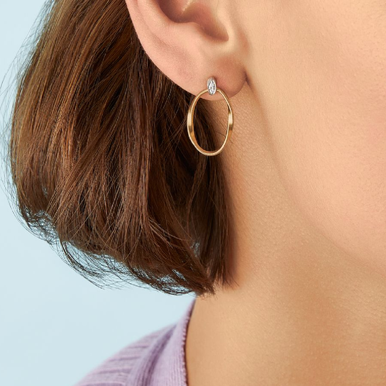 Marco Bicego Marrakech Onde Yellow Gold Diamond Earrings On Model image number 1