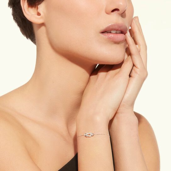 FRED Force 10 Small White Gold and Diamond Pav&eacute; Bracelet on model image number 1