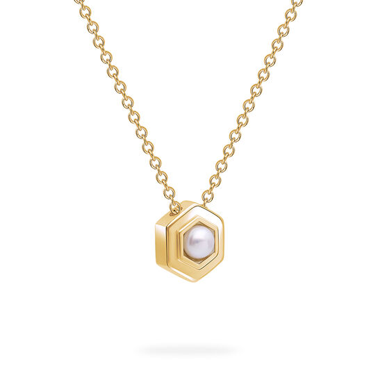 Birks Bee Chic Collier &agrave; pendentif pierre de naissance en or jaune, perle d&rsquo;eau douce image number 1