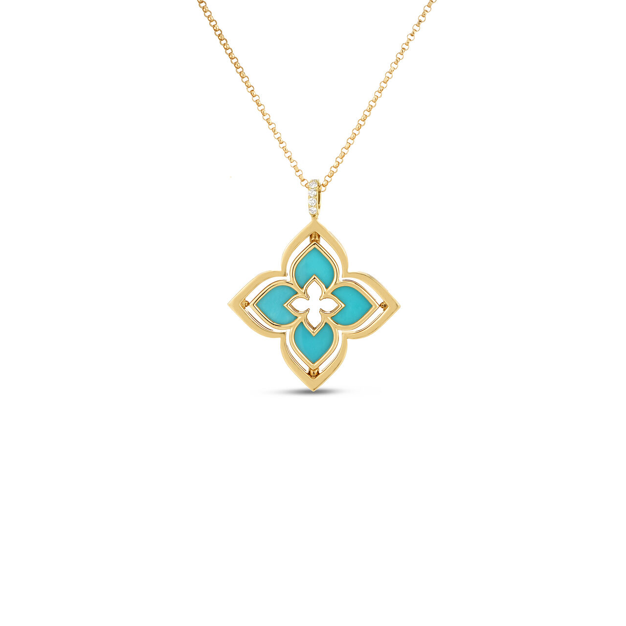  Pendentif Venetian Princess Pirouette en or jaune, turquoise et diamants image number 0