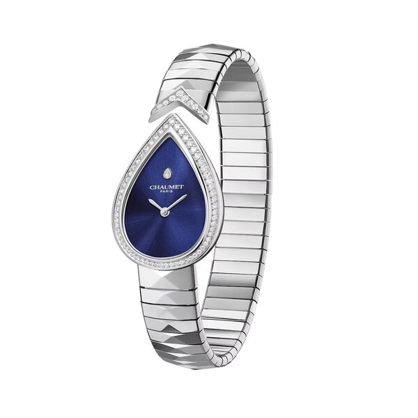 Joséphine Aigrette 27 X 20 mm quartz en  acier inoxydable et diamants