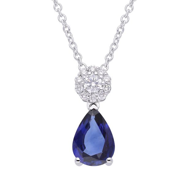 Sapphire and Diamond Teardrop Pendant